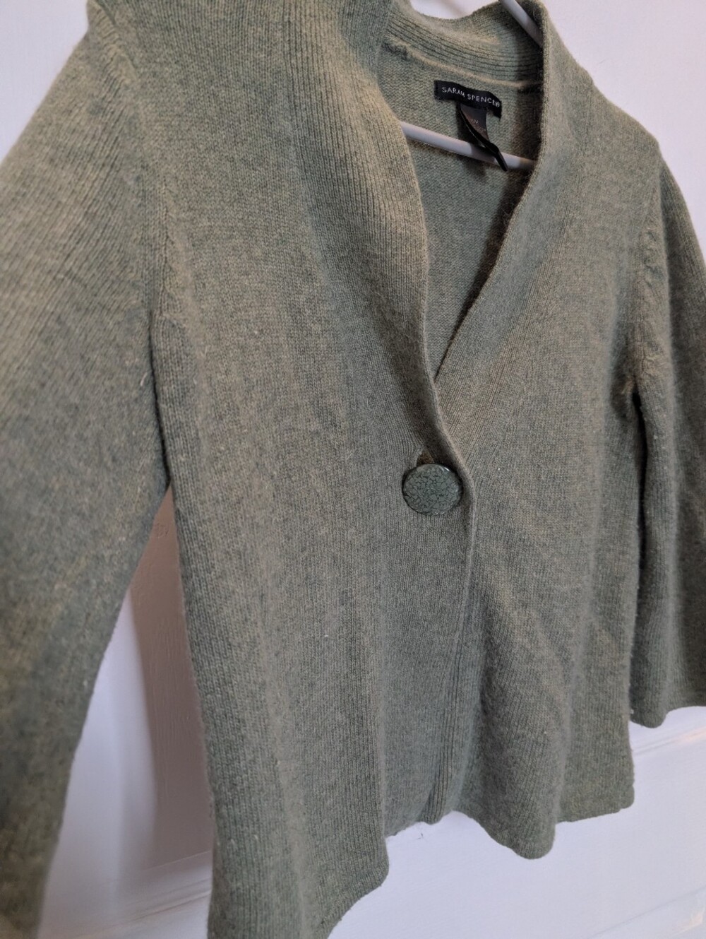 Sarah Spencer Sage Green Single-Button Knit Blazer